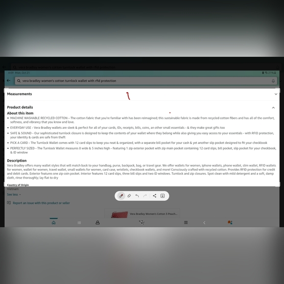 NWT RFID Vera Bradley Turnlock Wallet - Picture 10 of 10